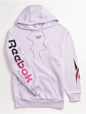 Reebok Lavender Hoodie with Pink and Black Sleeve Logos